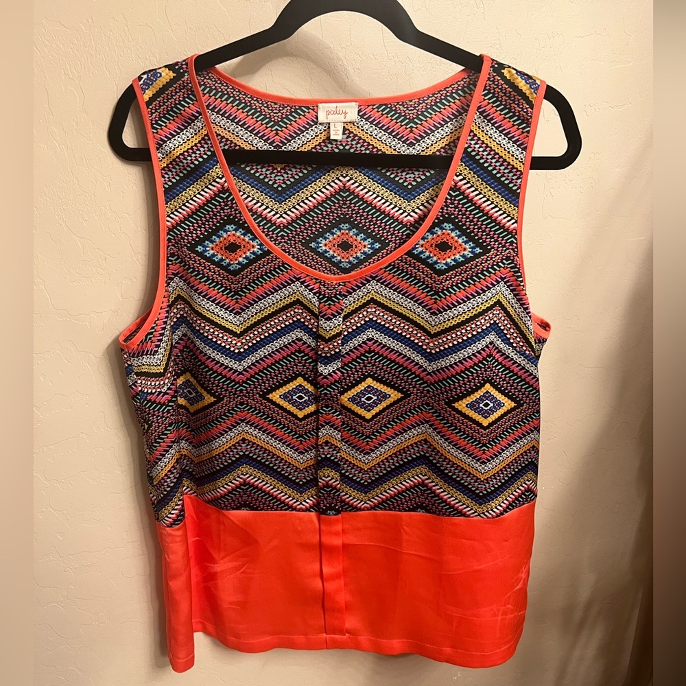Pixley Tank Top, Women Size L, Orange/multi color